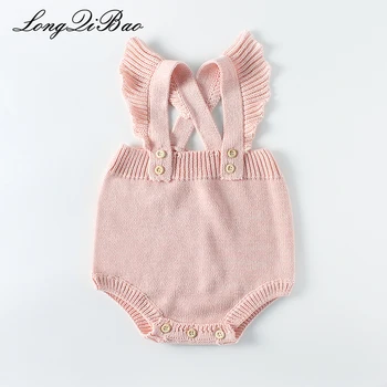 

Princess Pink Baby Rompers 2018 Knitted Sleeveless Jumpsuit Children's Overalls Spring Autumn Baby Girl Romper Infant Clothes