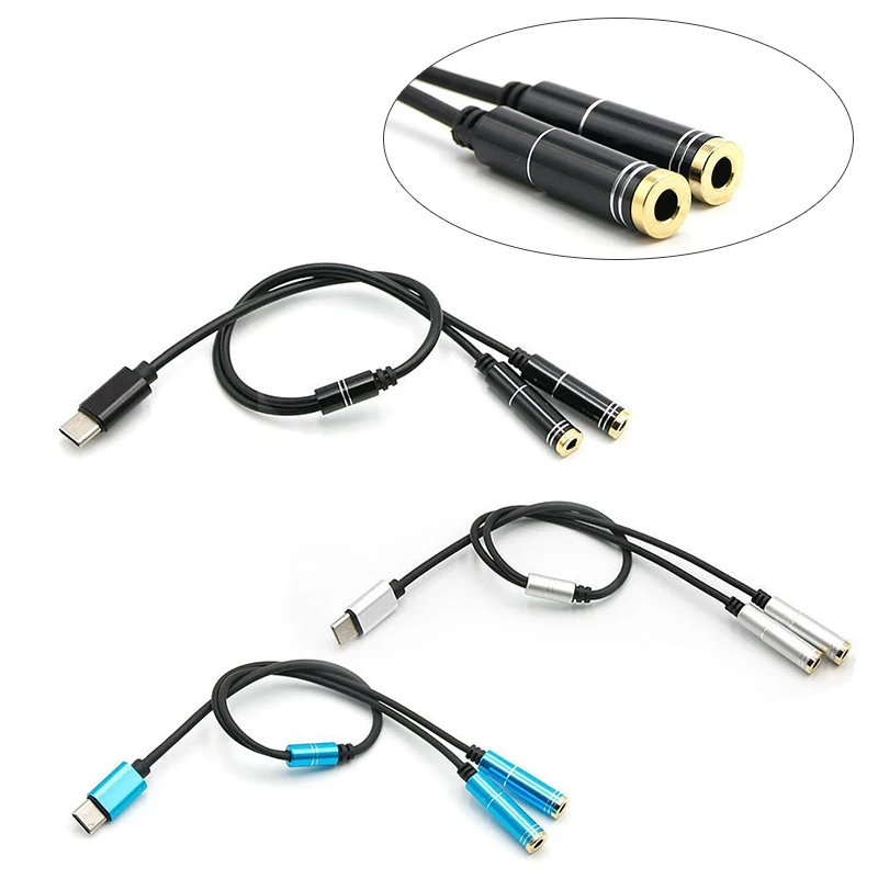 

Car Usb Type C Adapter Headphone Jack Adapter Universal Type-c 2 In 1 Charge Charging To 3.5 Couple Earphone Cable 3.5mm Audio