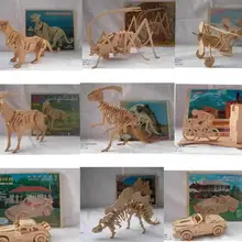 3D деревянные пазлы мультфильм животное здание пенал автомобиль собрать DIY ручной работы деревянные головоломки детские развивающие игрушки