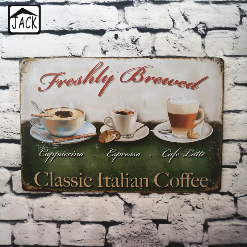 Classic Italian Coffee Advertising Plaques Metal Tin Plate Poster 20X30CM Vintage Tin Signs Bar