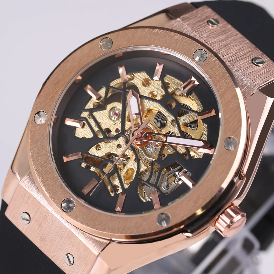 

SEWOR Men Luxury Skeleton Silicone Watch Fashion Casual Man Wrist Watches With Automatic Self-Wind Mechanical men's watches