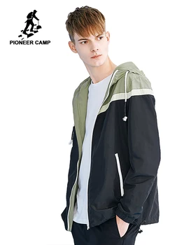 

Pioneer Camp fashion hooded jacket coat men brand-clothing thin spring coat male top quality patchwork outerwear AJK801043