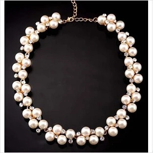 Женское винтажное ожерелье с кристаллами из сплава жемчугом массивное N13|pendants for