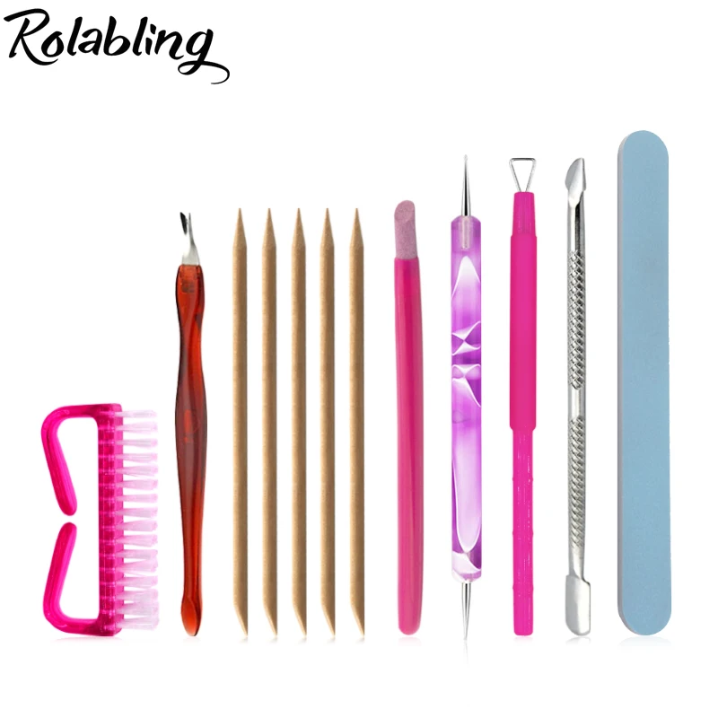 Rolabling Nail Art Manicure Tools Kits Set Stainless Steel Cuticle