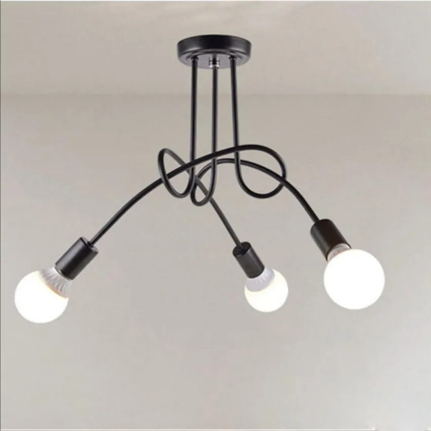 

Vintage retro lighting ceiling lamp iron distorted pipe ceiling Restaurant bar Simple LED light fixture