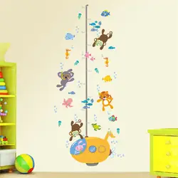 Лес обезьяна Тигр коала рыбы Плавание стены Стикеры для детей номеров дети измерения высоты роста CH Книги по искусству Домашний Декор