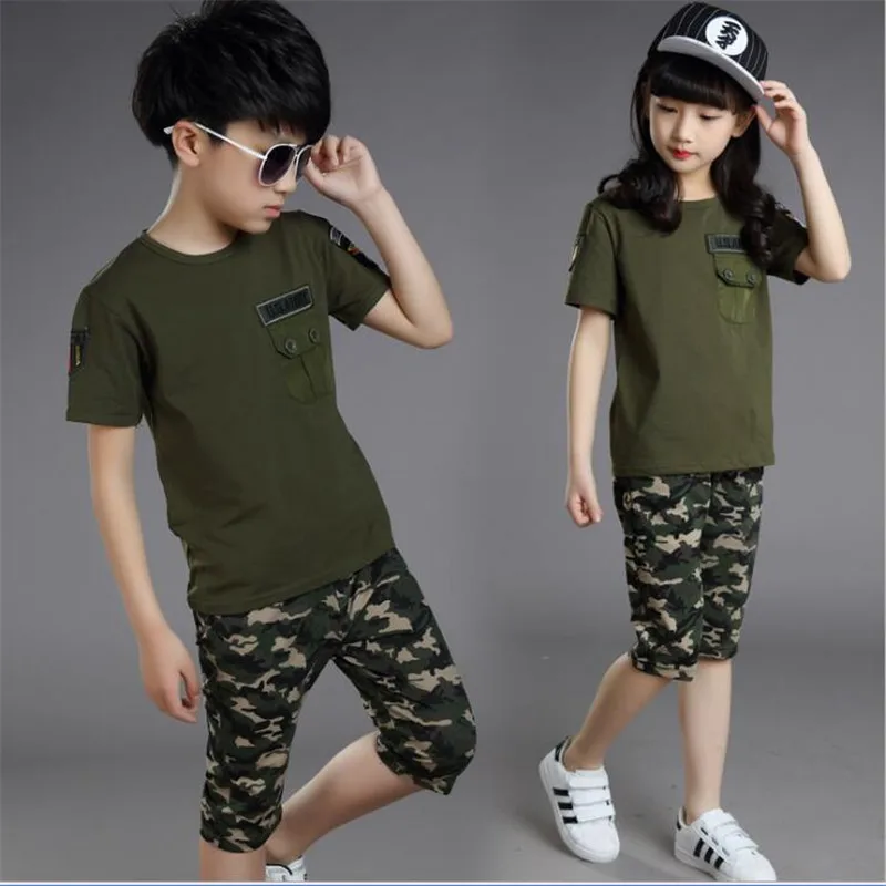 

child Camouflage Summer clothes Boys and girls Loaded training army Training Camouflage suit Primary and secondary school unifor