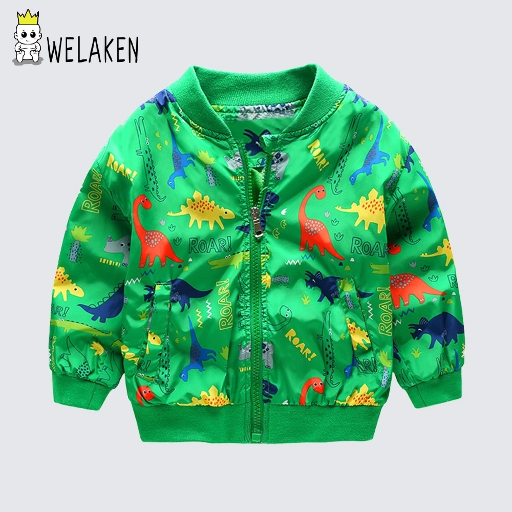 Пальто weLaken для мальчиков 2019 Детское пальто с милым динозавром Осенняя детская