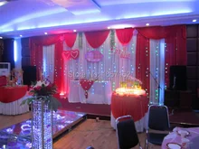 Red wedding Backdrop Wholesale stage decoration 10ft*20ft Stage Backdrop with Detachable Swag