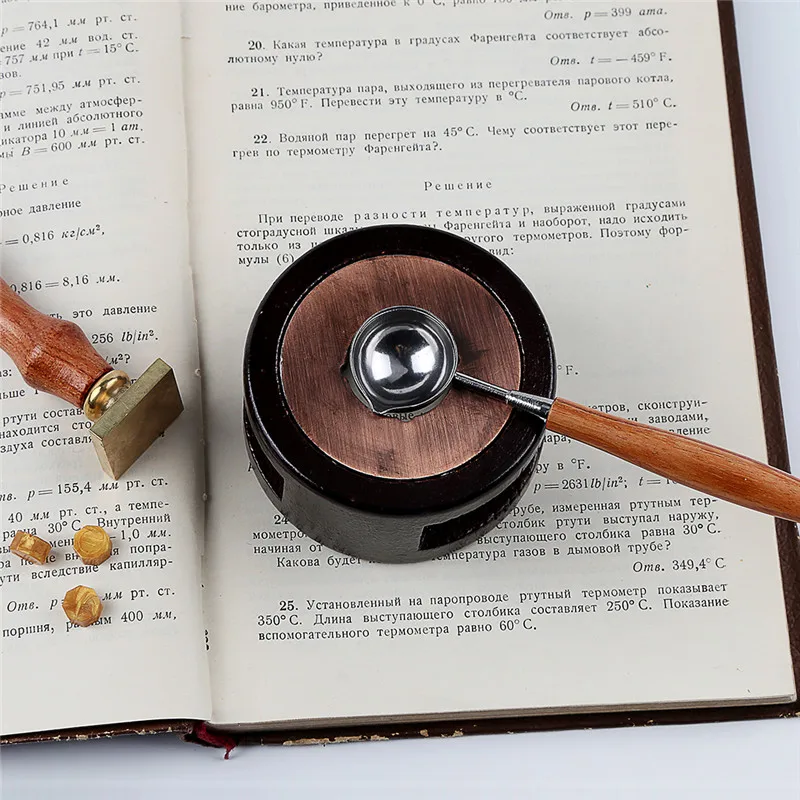 

WCIC Stainless Steel Wax Sealing Stamp Spoon Seal Stamp Retro Wooden Furnace Wax Stick Stove Vintage Sealing Wax Melting Holder