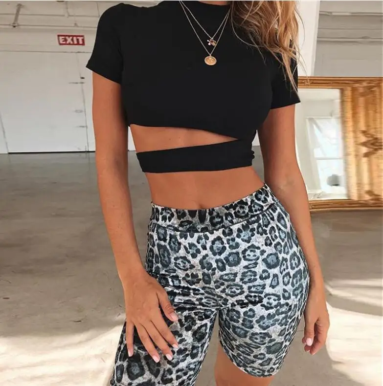 Высокая талия эластичные леопардовые шорты с принтом 2019 осень зима женские модные сексуальные повседневные шорты