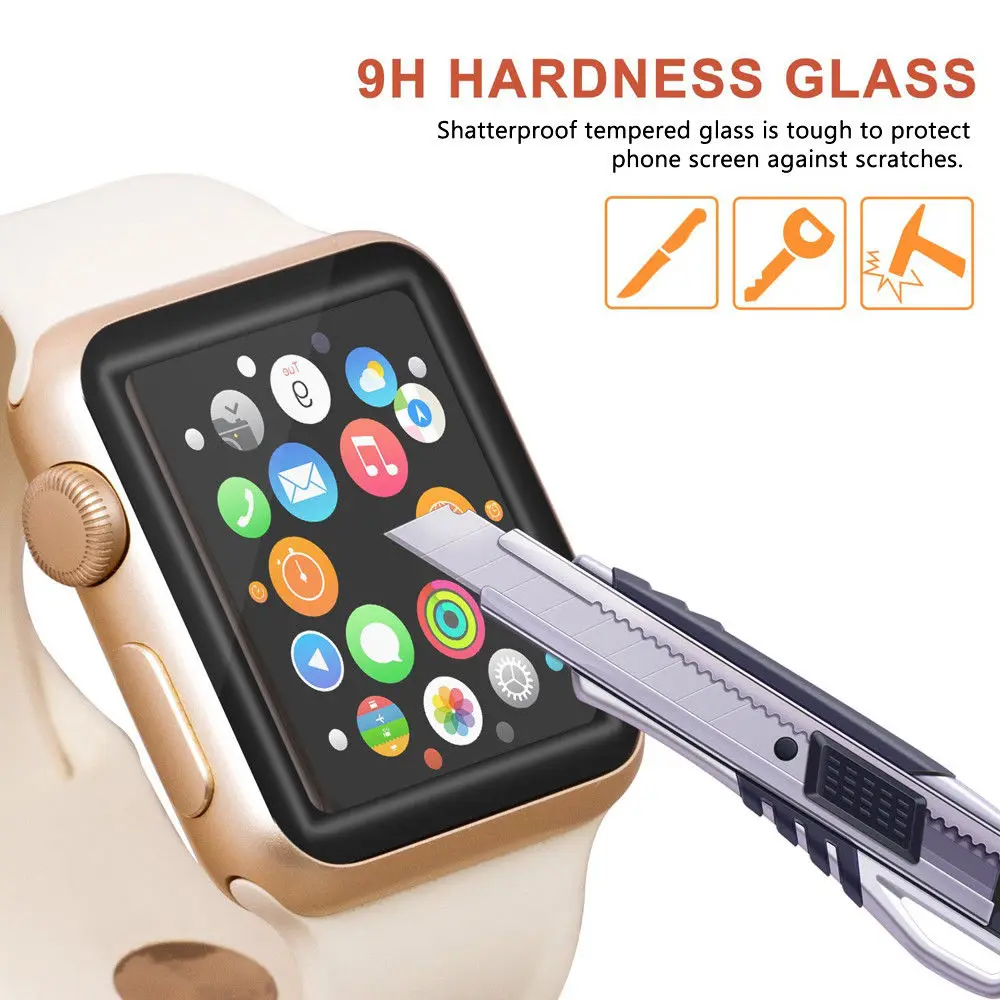3D полное покрытие защитная пленка из закаленного стекла для iwatch Watch band Series 1/2/3/4 38 42