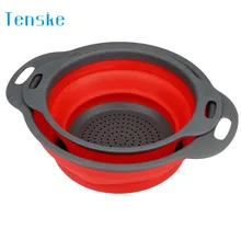 TENSKE Coladores 2 unids Nueva Cocina De Silicona Plegable Colador de Frutas Vegetales Colador U70509