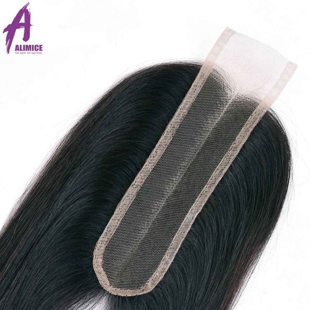 ALIMICE Hair Middle Part 26 Lace Closure Indian Straight Straight Closure Non Remy Human Hair Closure Natural Color 6-18 inch (5)