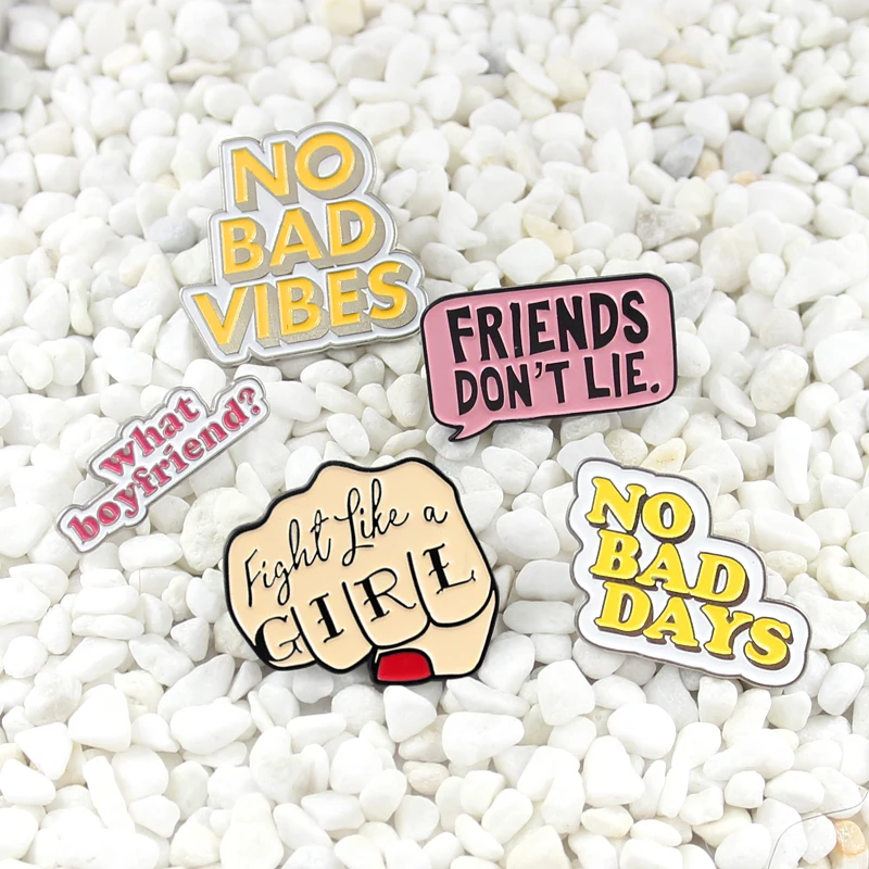 

Creative letter word brooch Inspiration Express feelings Encourage women express feminism badge personality Clothing accessories