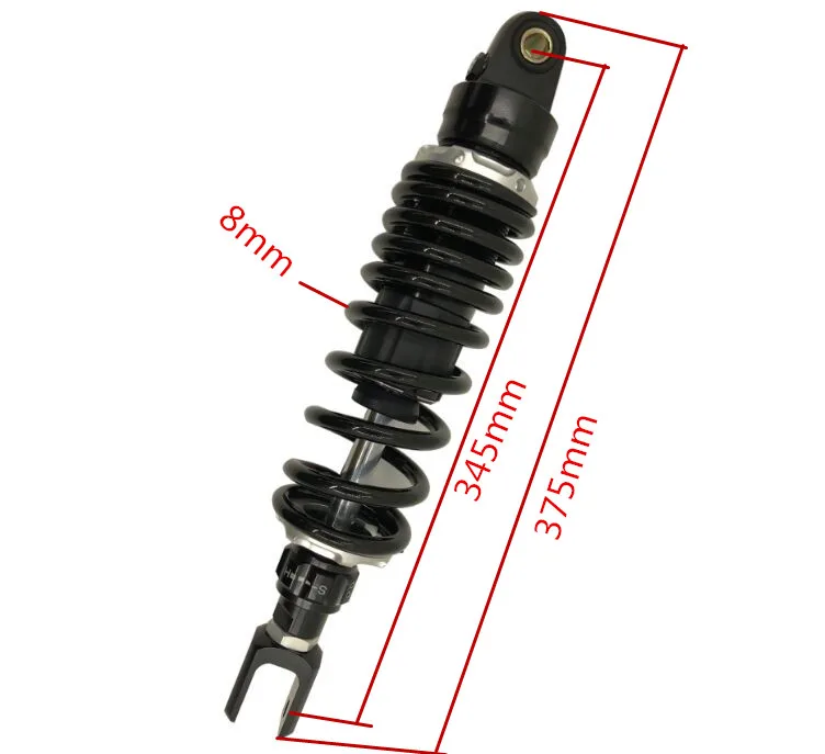 305 мм 320 мм 330 мм 340 мм 350 мм 360 мм регулируемый азотный мотоциклетный амортизатор 8 мм пружина для honda YAMAHA SUSZKUI KAWASAKI - Цвет: 345mm 8mm spring