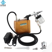 OPHIR Двойное действие Аэрограф с мини-воздушным компрессором для модели хобби Искусство ремесло живопись Аэрограф Для ногтей Set_AC003G+ AC005+ AC011