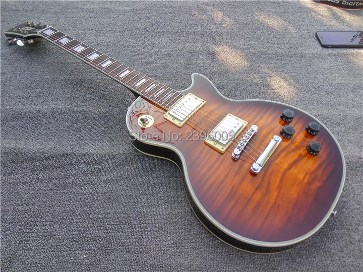 Hot sale LP custom electric guitarra. MS flamed maple top,mahogany guitar,chrome hardware.facotry direct lp guitar,free shipping