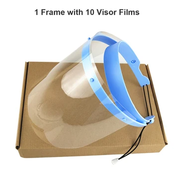 

2020 Professional Face Shield for Protective Detachable 1 Frame with 10 Visor Films Anti-Fog Dustproof