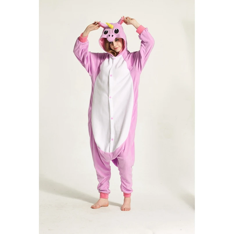 

Purple Unicorn Pegasus Animal Pajama Onesie Hoodie Adult Women Men Pyjama Pijama Halloween Holiday Sleepwear Fleece Full Length