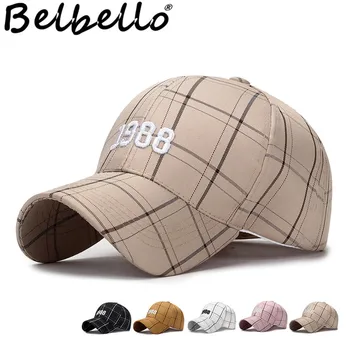 

Belbello spring autumn Four seasons New style Fashionable lattices Baseball cap Men's women's Youth sunshade cap Embroidery 1988