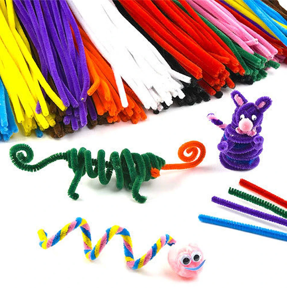Carykon 100 Pieces Fuzzy Chenille Stems Pipe Cleaners for Arts and Crafts Multi 