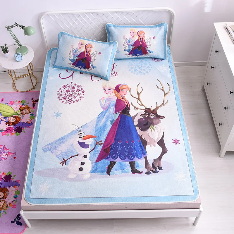Disney Замороженные летние спальный коврик Анна Aisha Печатных Кровать Топпер лист лед мягкий шелк для девочек защитный наматрасник комплект