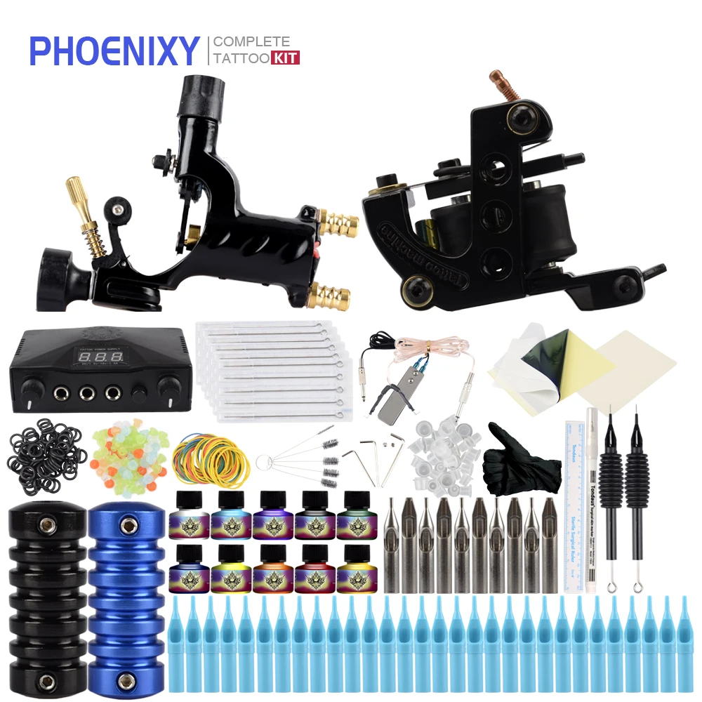 

Complete Tattoo Kit 1 Rotary Machine 1 Tattoo Machines Gun Ink Set Power Supply Body Art Tools Set Permanent Makeup Tattoo Set