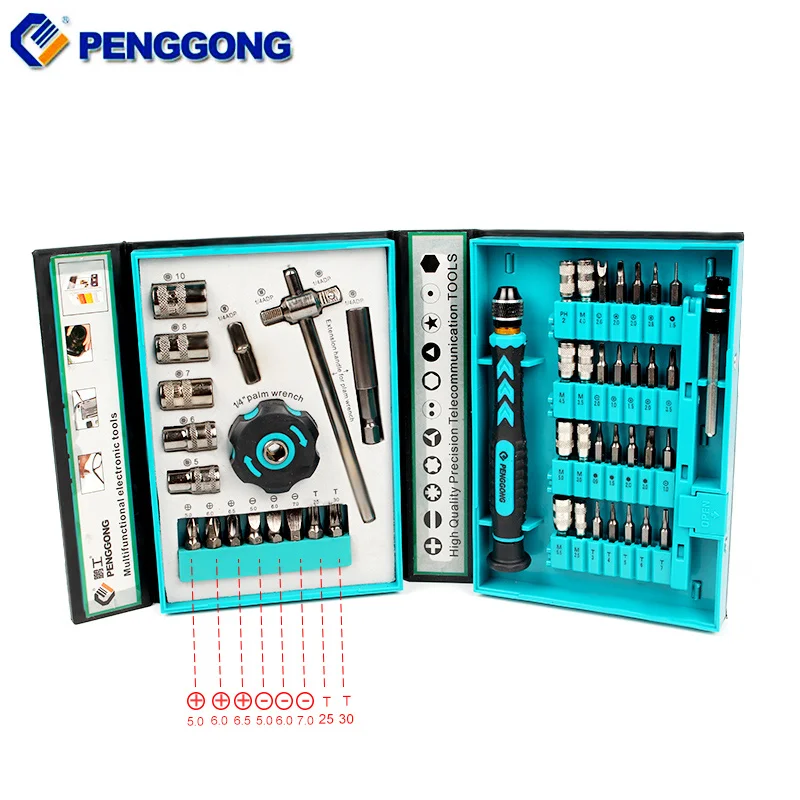 

PENGGONG 38 in 1 Combination Screwdriver Kit Magnetic Slotted Phillips Torx Screwdrivers Home Phone Mechanical Repair Tool