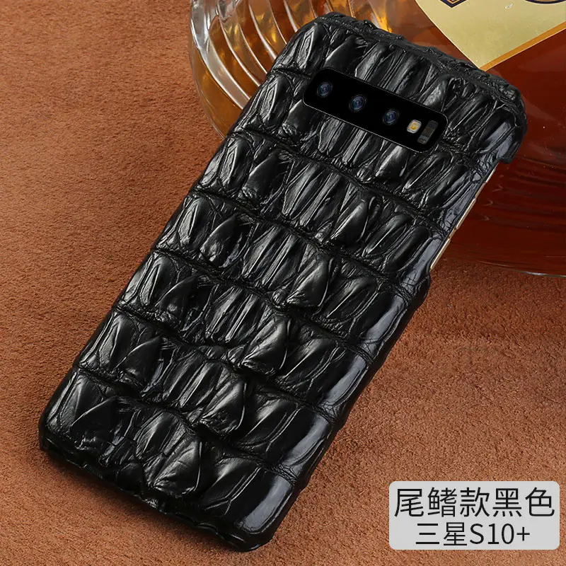 Чехол для телефона из натуральной крокодиловой кожи для samsung A70 note 10 A50, деловой роскошный защитный чехол для samsung S10 plus S9 8 A9 - Цвет: black