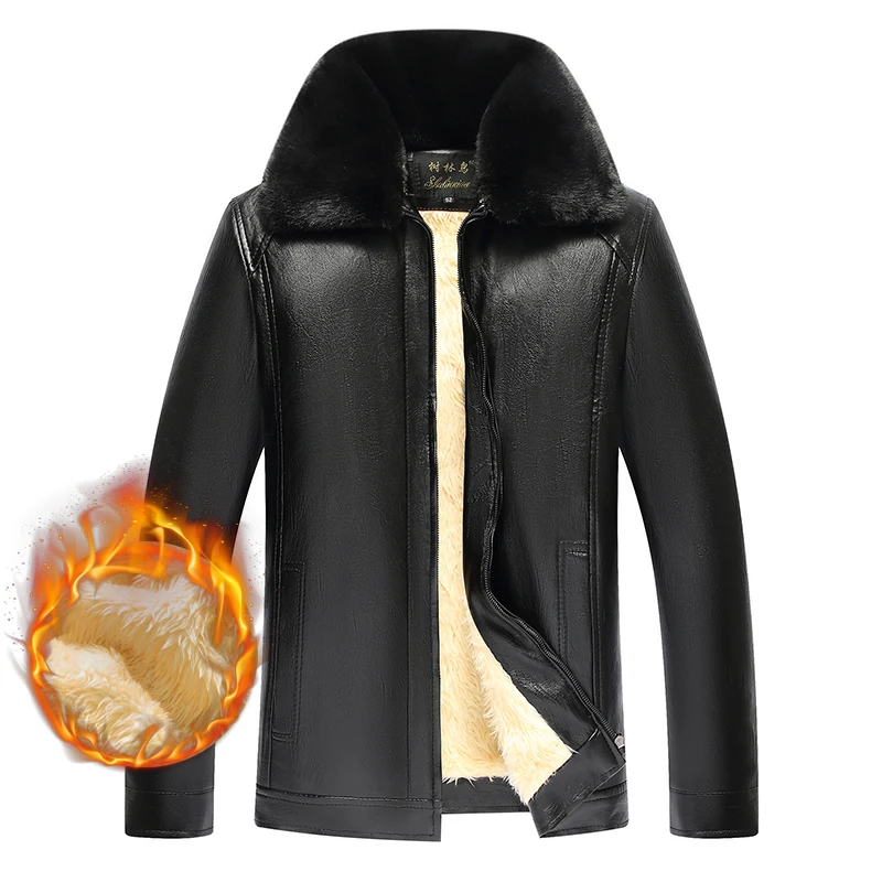 Buy Winter PU Leather Jacket Big Size With White Fleece For Men Autumn Male