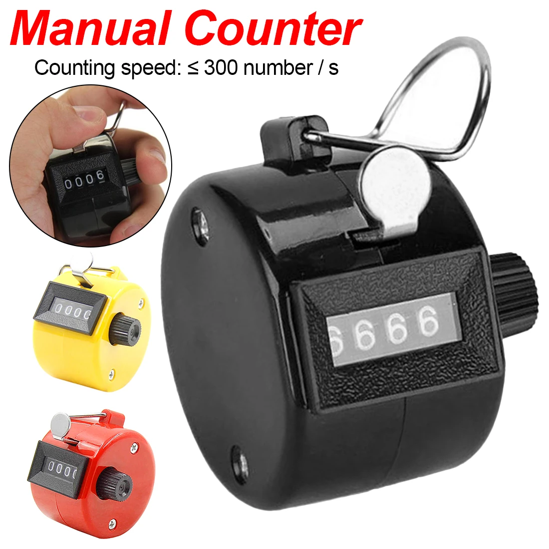 

4 Digit Number Counters Plastic Shell Hand Finger Display Manual Counting Tally Clicker Timer Soccer Golf Counter