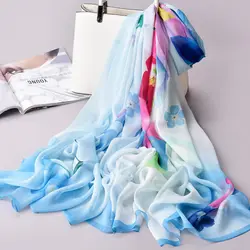 100% настоящие шелковые шарфы шали для женщин натуральный шифоновый шелковый шарф для дам 2019 роскошный бренд шарф платок шейный платок