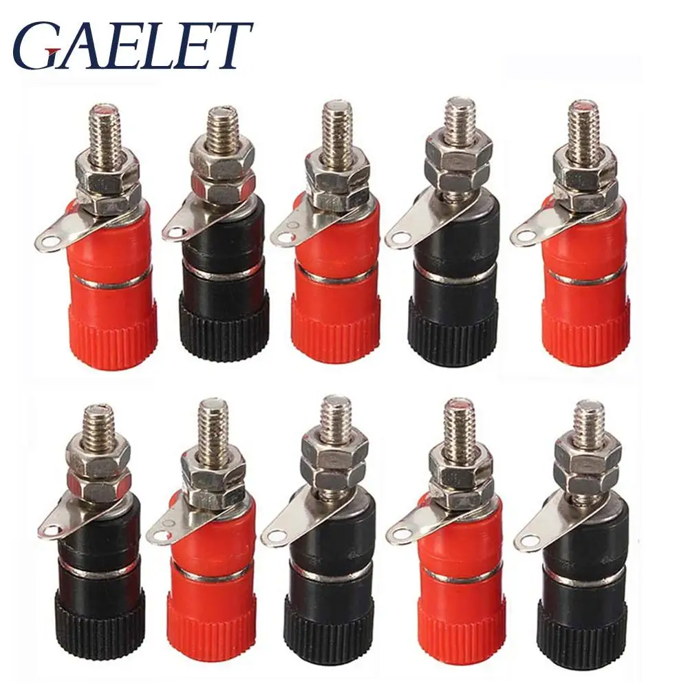 

Banana Socket Nickel10pcs 4mm Plated Binding Post Nut Banana Plug Jack Connector Red&Black