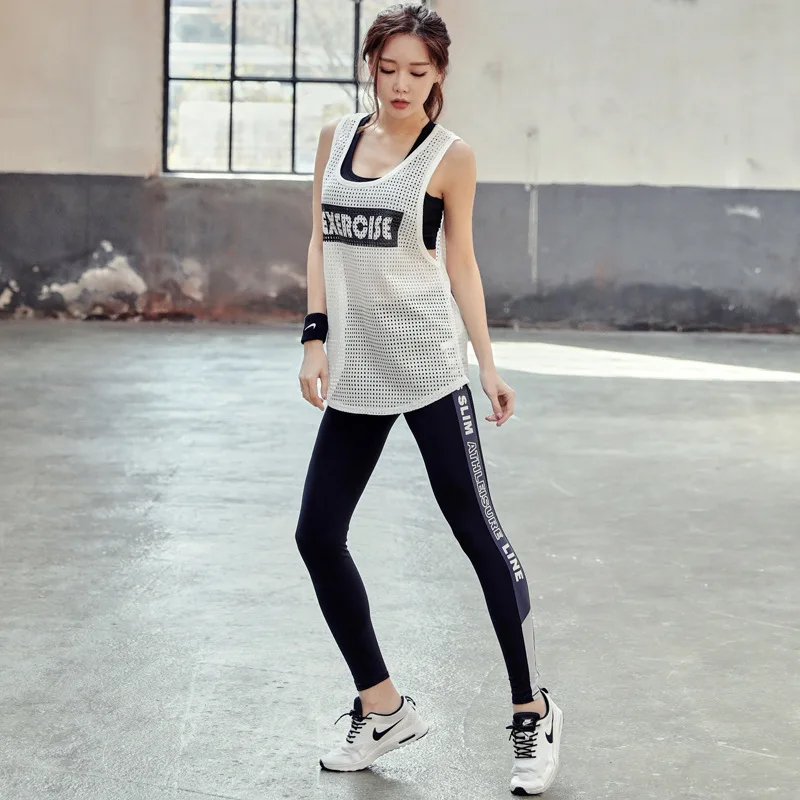3 pcs Yoga Set Tracksuit Women Gym Clothing Pure Patchwork Fitness Sport Female Summer Running Letter Sportswear Workout Clothes 3 pcs Yoga Set Tracksuit Women Gym Clothing Pure Patchwork Fitness Sport Female Summer Running Letter Sportswear Workout Clothes