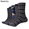 Match-Up Men Business Cotton Stripe Plaid Socks Cool Casual Dress Socks Wedding gift Socks(5 Pairs / lot ) ► Photo 1/6