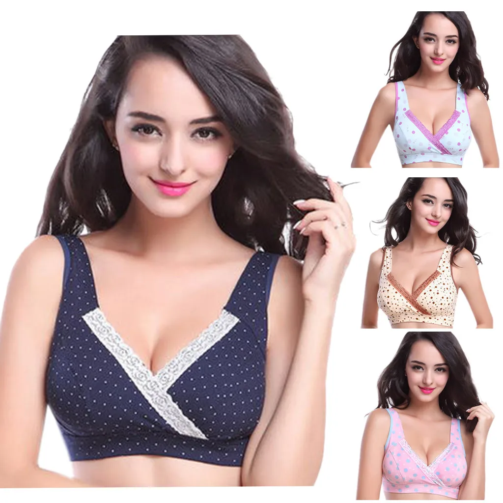

Lace Dot BreastFeeding Maternity Nursing Bra for Feeding sleep bra Clothes for pregnant women cotton Pregnancy Underwear Bras#4