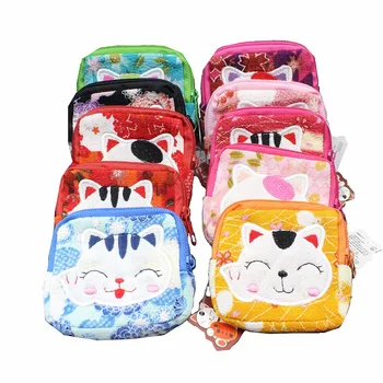 

M296 Lovely Women Purse Lucky Cat 10 Styles Small Zero Wallet Cloth Coin Purses Canvas Bag Women Student Gift Wholesale
