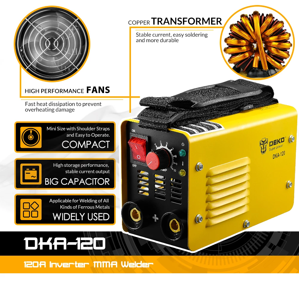 DEKO DKA 120 120A 4.1KVA IP21S инверторный дуговой Электрический сварочный аппарат MMA для