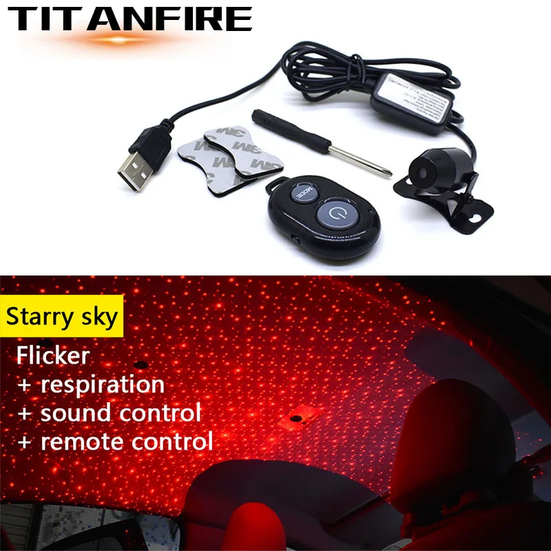 CHRISTMAS Car Inside Floor Star Light LED Atmosphere Projector Armrest Lamp Deco