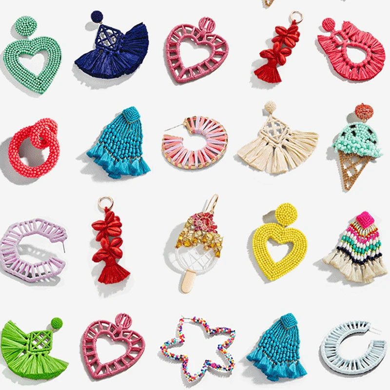 

Girlgo Bohemia 2019 Wedding Colorful Fringed Tassel Earrings for Women Brand Design All Handmade Drop Earrings Jewelry Trendy