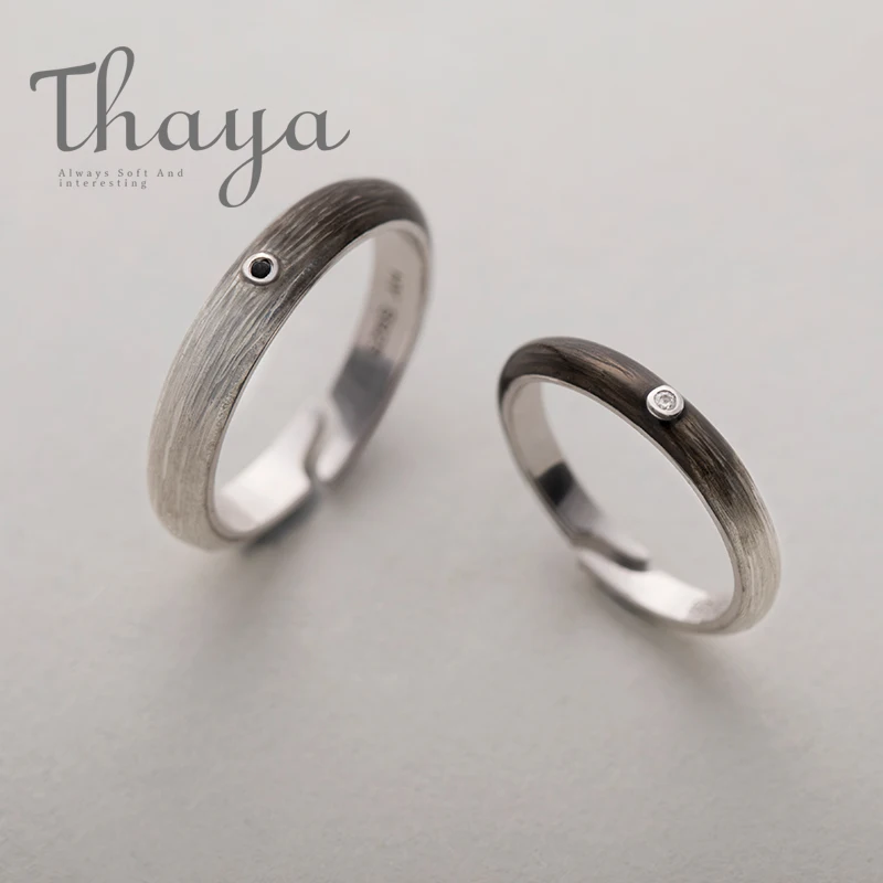 Thaya черно-белые градиентные кольца, Заказные гравированные текстовые подписи, s925 Серебряное кольцо для женщин, унисекс, ювелирное изделие для любви