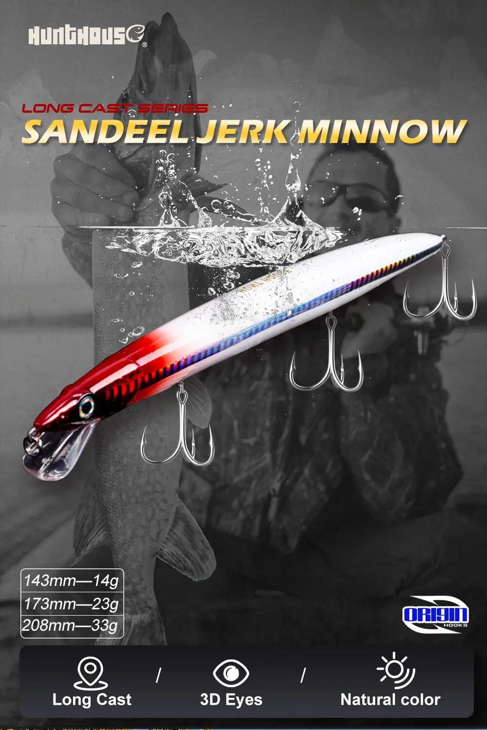 Isca de Pesca Hunthouse Jerk Minnow Flaoting Selvagem Engrenagem Galeota Longa Fundição 143mm 14g Iscas Duras Isca Falsa Lw402 5 Pçs 5 Cheap Iscas artificiais
