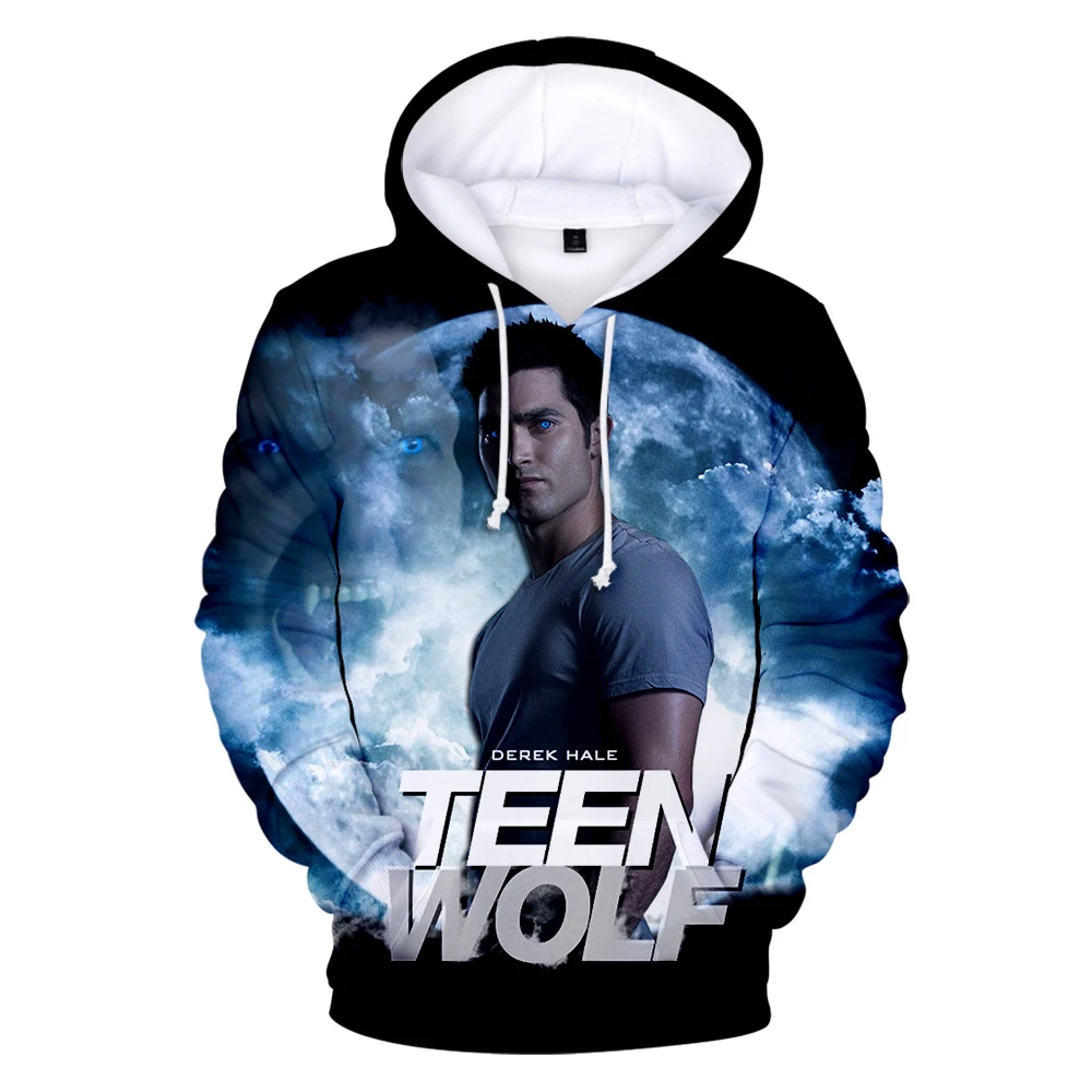 Fashion Teen Wolf Hoodies Derekhale 3D Print Sweatshirts Teen Wolf Men/Women Black Unisex Tops 4XL