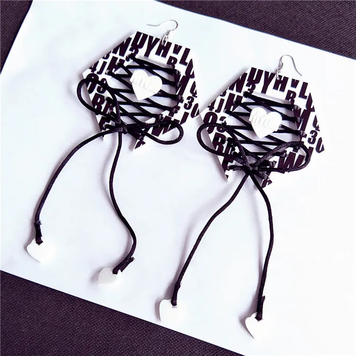 New style party beautiful women necessary big hanging acrylic handmade bowknot geometrical shaped earrings