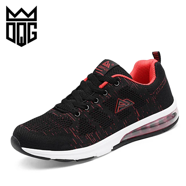 DQG Men Running Shoes Fly Fabric Jogging Sneakers Outdoor Breathable