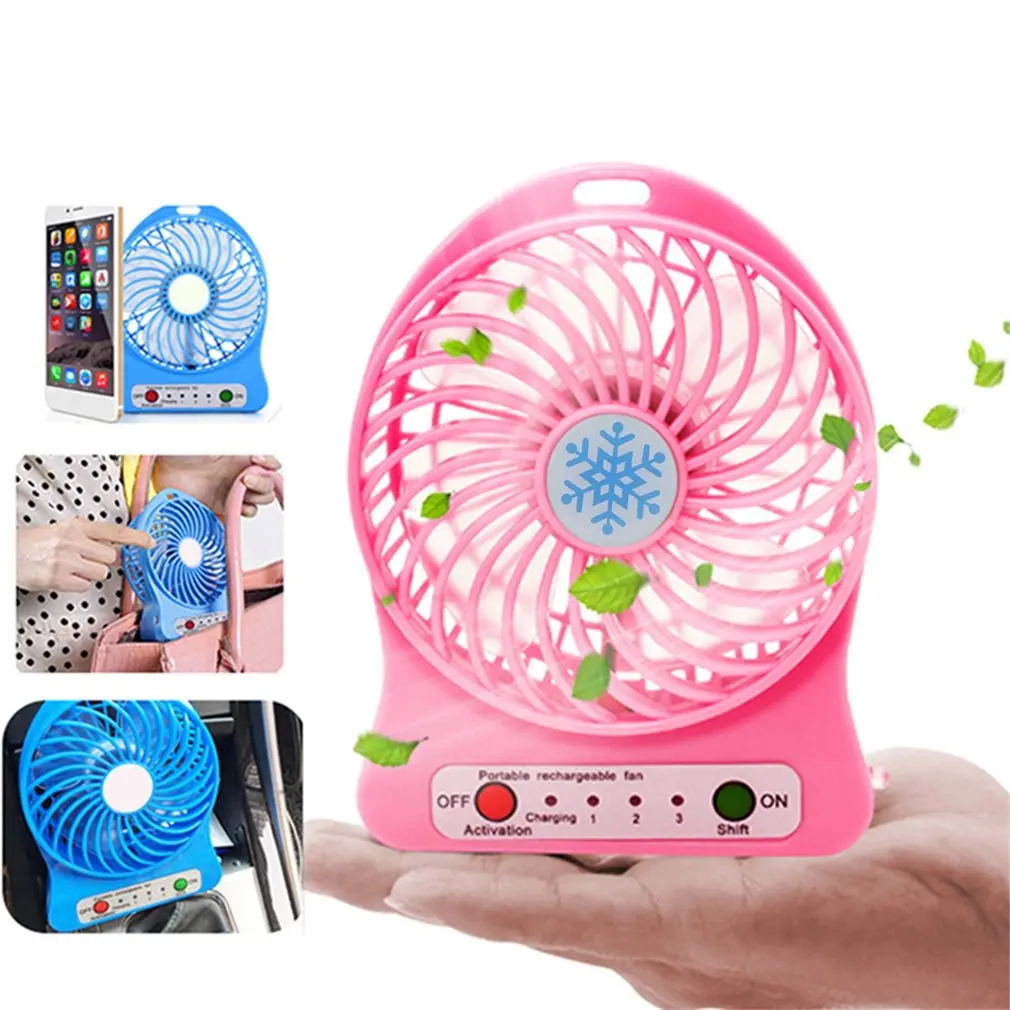 New Mini Desk Fan Portable Mini fan USB ventilador fan Li-ion Battery Rechargeable Multifunctional Fan 3 Gear