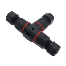 Conector à prova d'água ip68 de 3 pinos, conector à prova d'água em forma de t com 250v 24a, conector impermeável
