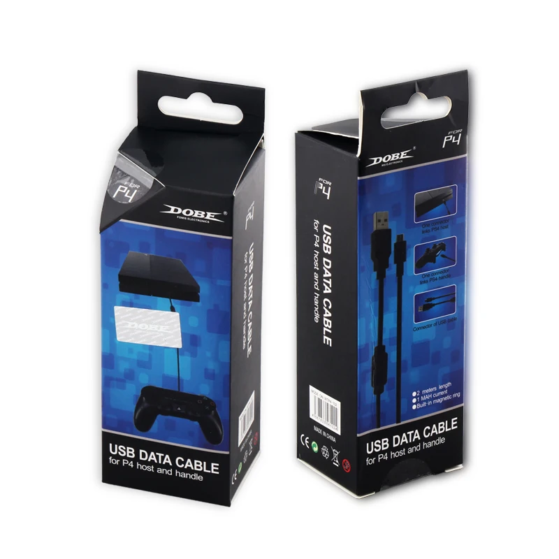 New Black 2 in 1 Charging And Data USB Cable For Sony PlayStation 4 PS4