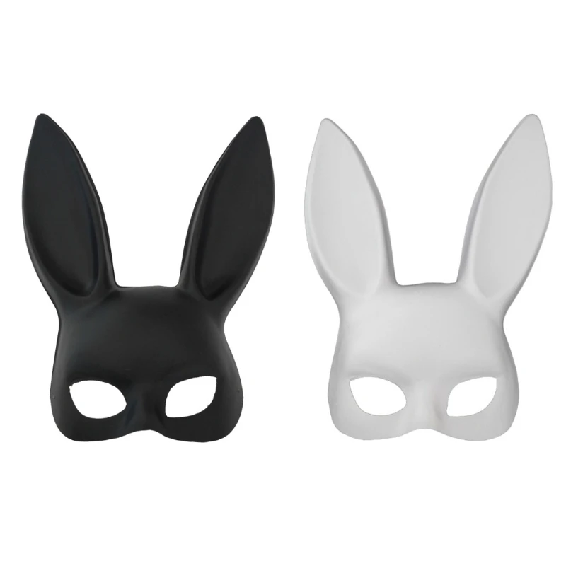 

White Black Women Girl Sexy Rabbit Bunny Long Ears Mask Half Face Halloween Masquerade Party Cosplay Costume PropsW15